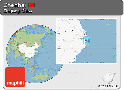 Savanna Style Location Map of Zhenhai, highlighted country
