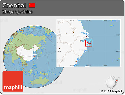 Savanna Style Location Map of Zhenhai, highlighted country