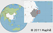 Savanna Style Location Map of Zhenhai, highlighted country, highlighted parent region