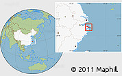 Savanna Style Location Map of Zhenhai, highlighted country