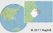Savanna Style Location Map of Zhenhai, highlighted parent region