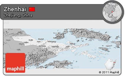 Gray Panoramic Map of Zhenhai
