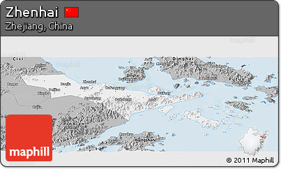 Gray Panoramic Map of Zhenhai