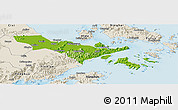 Physical Panoramic Map of Zhenhai, shaded relief outside