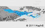 Political Panoramic Map of Zhenhai, desaturated