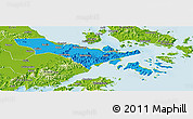 Political Panoramic Map of Zhenhai, physical outside