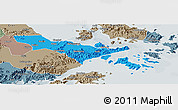 Political Panoramic Map of Zhenhai, semi-desaturated