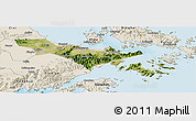 Satellite Panoramic Map of Zhenhai, shaded relief outside