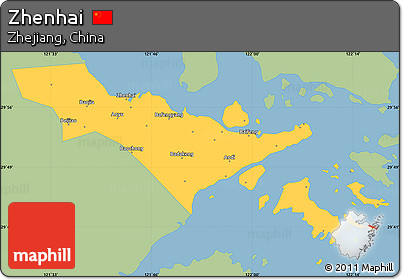 Savanna Style Simple Map of Zhenhai, single color outside