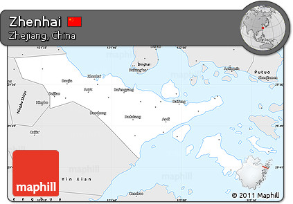 Silver Style Simple Map of Zhenhai