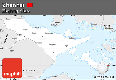 Silver Style Simple Map of Zhenhai