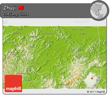 Physical 3D Map of Zhuji