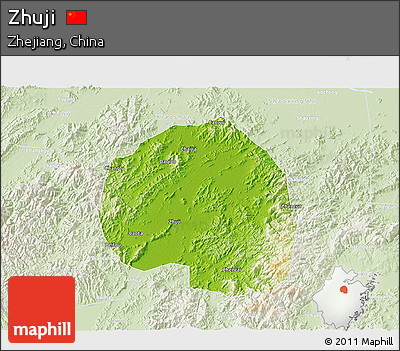 Physical 3D Map of Zhuji, lighten