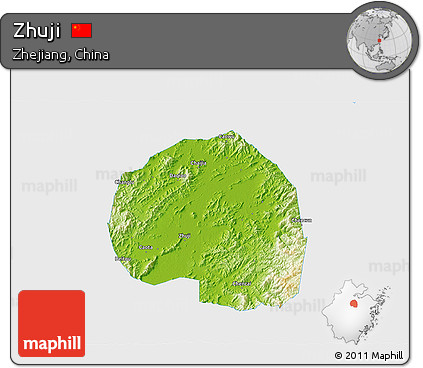 Physical 3D Map of Zhuji, single color outside