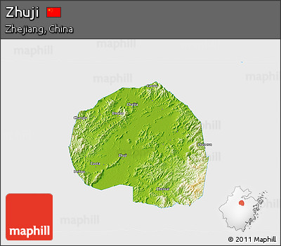 Physical 3D Map of Zhuji, single color outside
