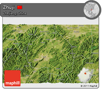 Satellite 3D Map of Zhuji