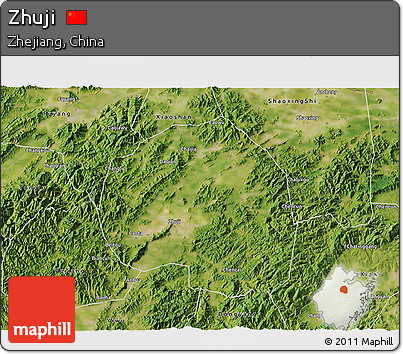 Satellite 3D Map of Zhuji