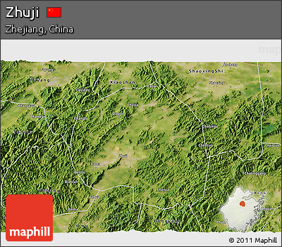 Satellite 3D Map of Zhuji