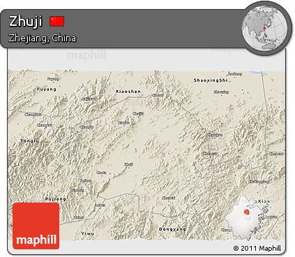 Shaded Relief 3D Map of Zhuji