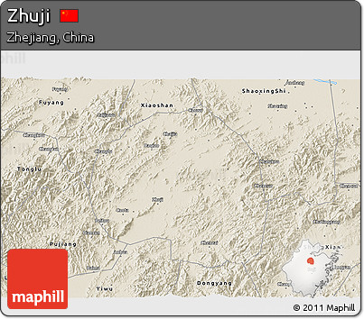 Shaded Relief 3D Map of Zhuji