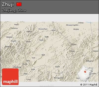 Shaded Relief 3D Map of Zhuji