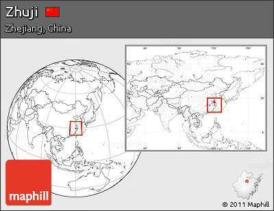 Blank Location Map of Zhuji, within the entire country
