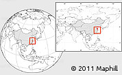 Blank Location Map of Zhuji, highlighted country, within the entire country