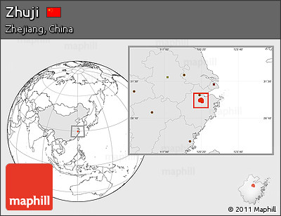 Blank Location Map of Zhuji, highlighted country