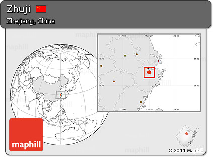 Blank Location Map of Zhuji, highlighted country
