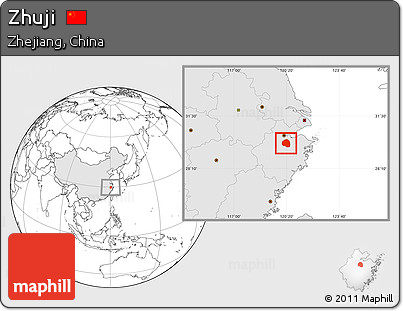 Blank Location Map of Zhuji, highlighted country