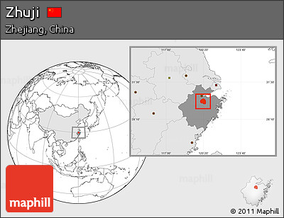 Blank Location Map of Zhuji, highlighted country, highlighted parent region