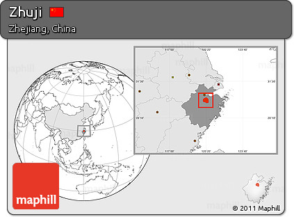 Blank Location Map of Zhuji, highlighted country, highlighted parent region