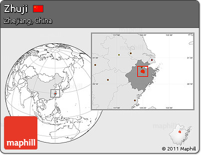 Blank Location Map of Zhuji, highlighted country, highlighted parent region
