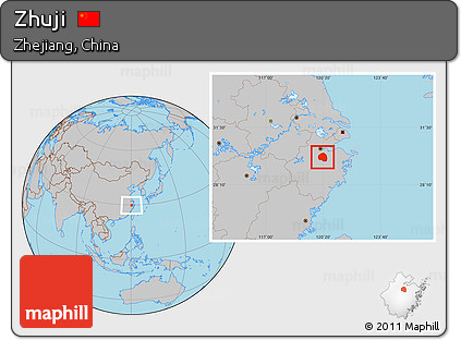 Gray Location Map of Zhuji