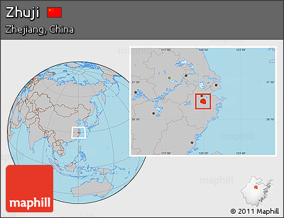Gray Location Map of Zhuji