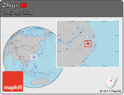 Gray Location Map of Zhuji