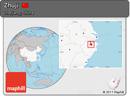 Gray Location Map of Zhuji, highlighted country