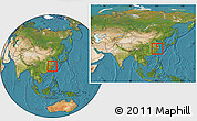 Satellite Location Map of Zhuji, within the entire country