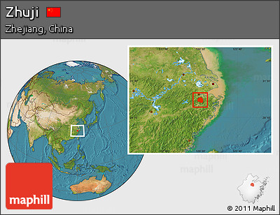 Satellite Location Map of Zhuji