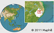 Satellite Location Map of Zhuji, highlighted parent region
