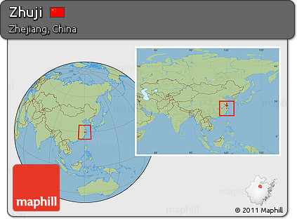 Savanna Style Location Map of Zhuji, within the entire country