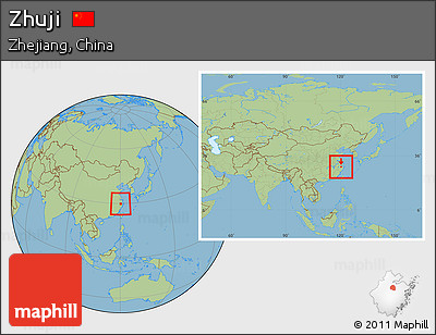 Savanna Style Location Map of Zhuji, within the entire country