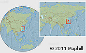 Savanna Style Location Map of Zhuji, within the entire country, hill shading