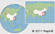 Savanna Style Location Map of Zhuji, highlighted country, within the entire country