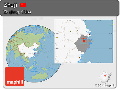 Savanna Style Location Map of Zhuji, highlighted country, highlighted parent region