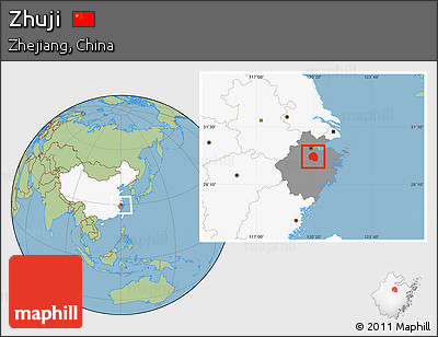 Savanna Style Location Map of Zhuji, highlighted country, highlighted parent region