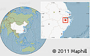 Savanna Style Location Map of Zhuji, highlighted country, hill shading