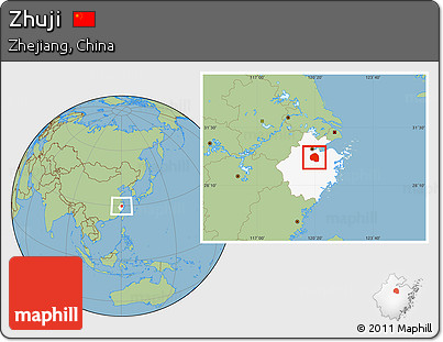 Savanna Style Location Map of Zhuji, highlighted parent region