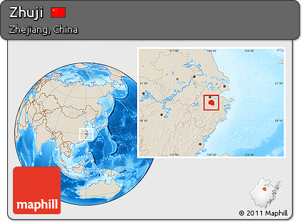 Shaded Relief Location Map of Zhuji