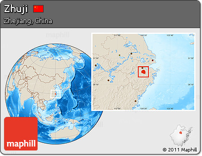 Shaded Relief Location Map of Zhuji